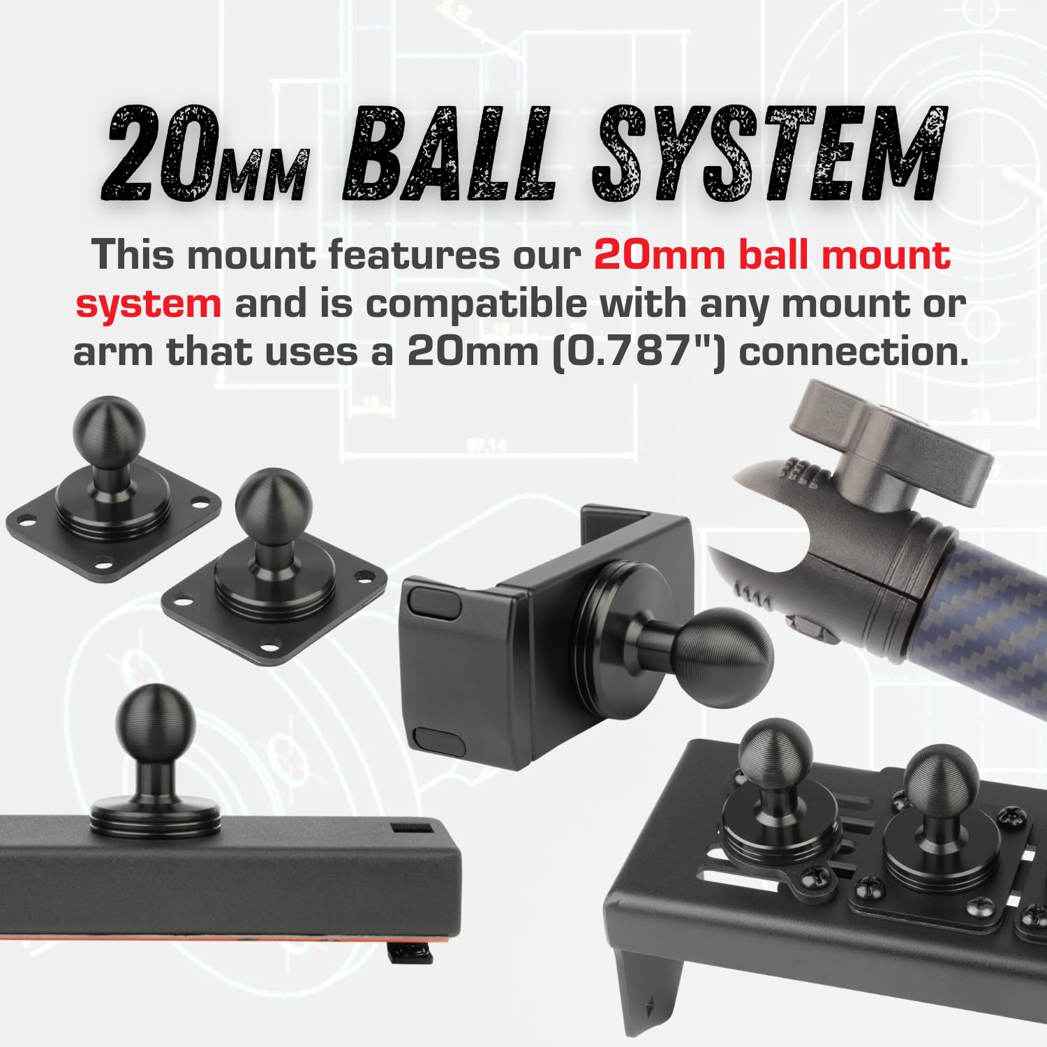 Bulletpoint Dash Mount Cell Phone Holder with 7cm Carbon Fiber + Kevlar Mounting Arm Compatible with iPhone and Android Smartphones - Fits 20mm (0.787 inches) Attachment Ball - Image 8