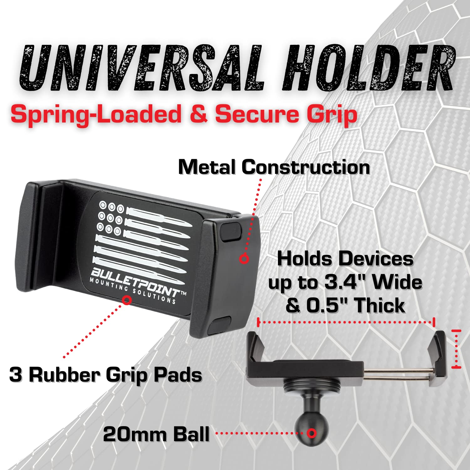 Bulletpoint Mounting Solutions RubiGrid Metal Dash Mount Phone Holder Compatible with 2021-2025 Ford F-150 and 2021-2023 Ford Raptor (Spring-Loaded) - Image 6