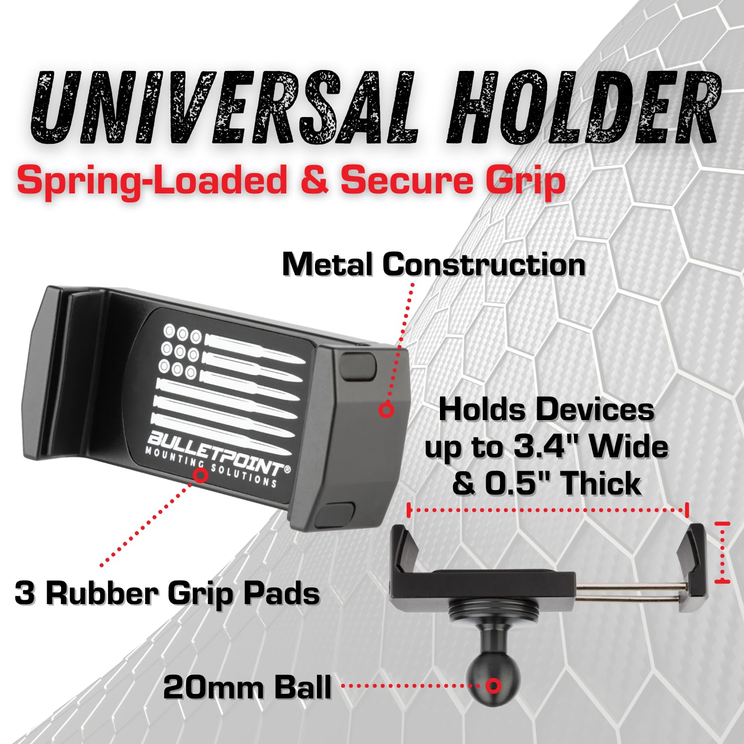 Bulletpoint RubiGrid Metal Dash Tacoma Phone Mount Compatible with 2016-2023 Toyota Tacoma - Image 6